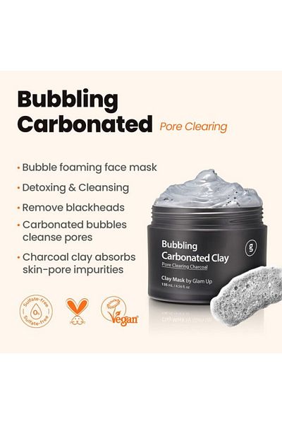 Glam Up Clean Bubbling Carbonated Clay Mask for Face Purifying- 135ml (4.56 Fl Oz)