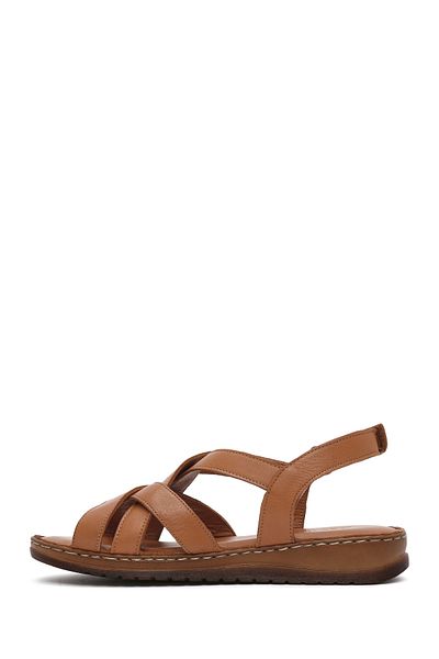 Derimod Women's Tan Leather Comfort Sandals 25Sfd 340418