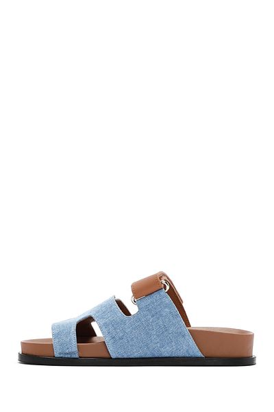 Derimod Women's Tan Banded Leather Slippers 25Sfd 120014