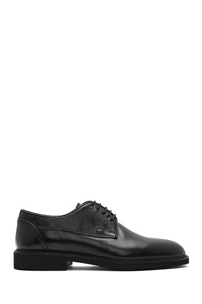 Derimod Men's Black Laced Leather Casual Shoes 25Sfd 603118