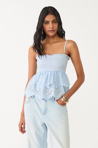 Stradivarius Embroidered ruffled top