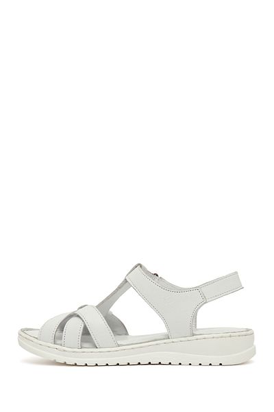 Derimod Women's White Strappy Leather Comfort Sandals 25Sfd 340318
