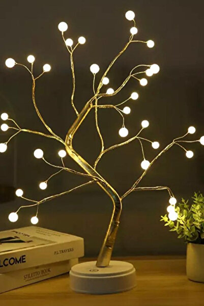 Genel Markalar Led ışıklı doğal ağaç dekoratif masa süsü, şık ve estetik ev d...