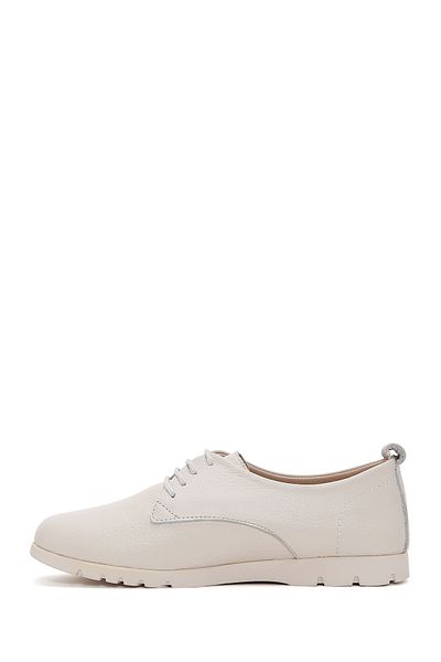 Derimod Women's Beige Lace-Up Leather Comfort Shoes 25Sfd1515Ft