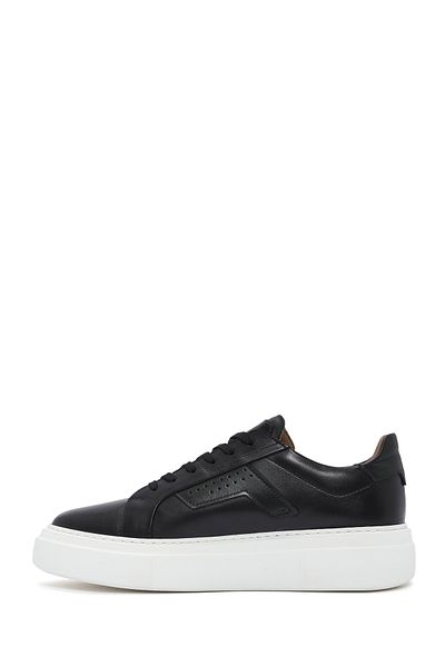 Derimod Men's Black Lace-Up Thick Sole Leather Sneaker 25Sfd 612518