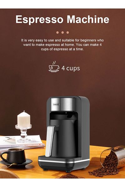 SOKANY Turkish Milk Coffee Maker 550W, 4 Cups Capacity, Slow Brew Function, SK-0137 Black