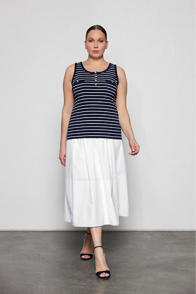 LUOKK Roxie Plus Size Striped Camisole Blouse Navy-White