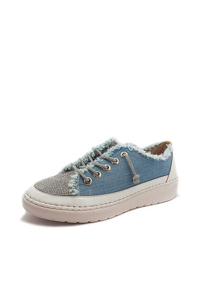 GDT Ayakkabı Pantofi de damă din denim cu talpă plată de culoare albastră
