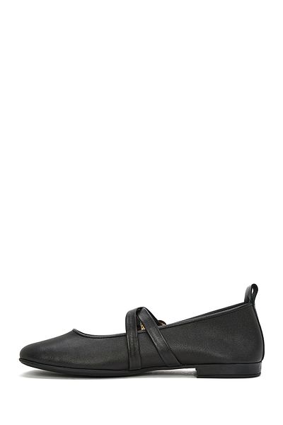 Derimod Women's Black Buckle Leather Ballerinas 25Sfd 202018