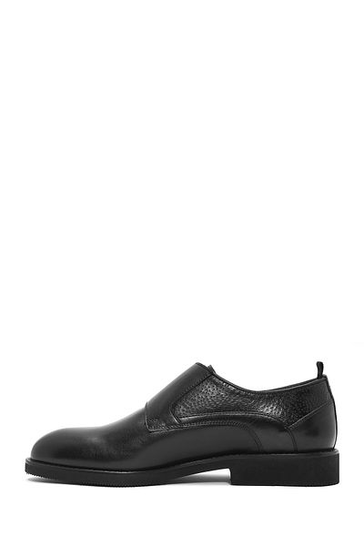 Derimod Men's Black Double Buckle Leather Casual Shoes 25Sfd 603318