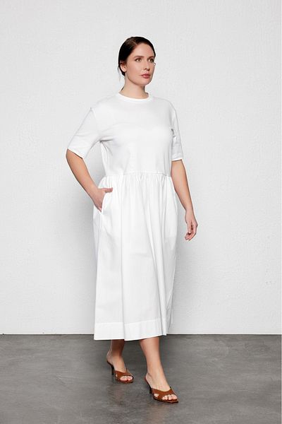 LUOKK Chıara Plus Size Midi Φόρεμα Λευκό