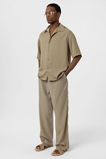 VAMOSCLO Relaxed Fit Kumaş  Pantolon Haki