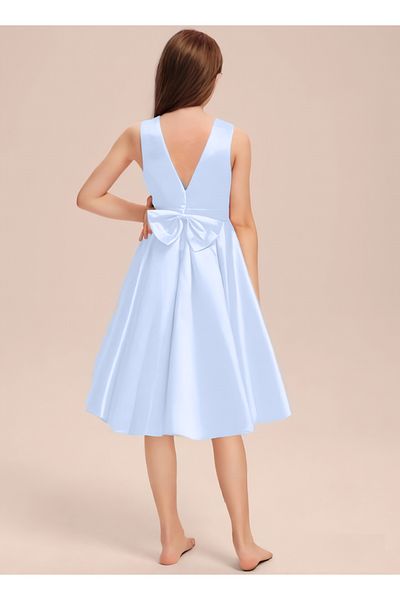 nsmkidslife Fata Copil Bebeluș Culoare Albastru Rochie Scurtă Asimetrică Elegantă Rochie de absolvire de bal de aniversare