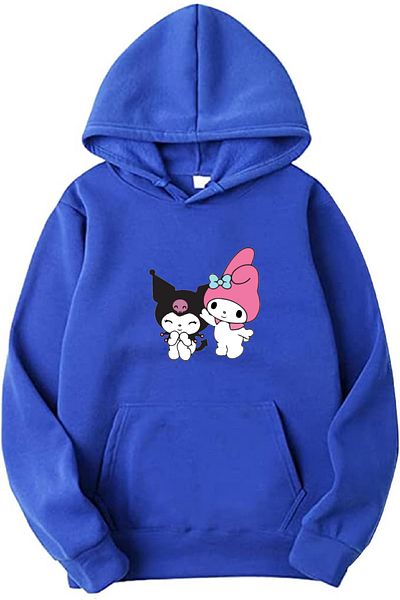 makiteks Hanorac supradimensionat pentru femei cu glugă, buzunar cangur, Hanorac cu glugă Kuromi Melody