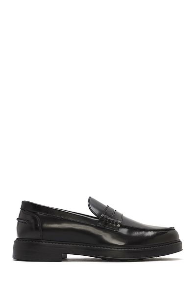 Derimod Men's Black Leather Casual Loafer 25Sfd 722022