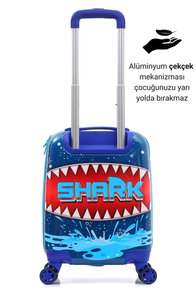 Gedox Kids Lacivert Mavi Köpek Balığı Shark Desenli Erkek Çocuk Valizi 155.05