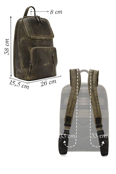 Derimod Men's Khaki Leather Backpack 24Wbd3610Cr