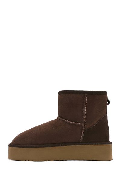 Derimod Women's Brown Thick Soled Suede Leather Boots 24Wfd 153510
