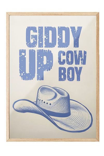 Postifull Ζωγραφική με ξύλινο πλαίσιο, Retro Cowboy, Ξύλινη ζωγραφική κουζίνας σειράς Comfort, NO:108931