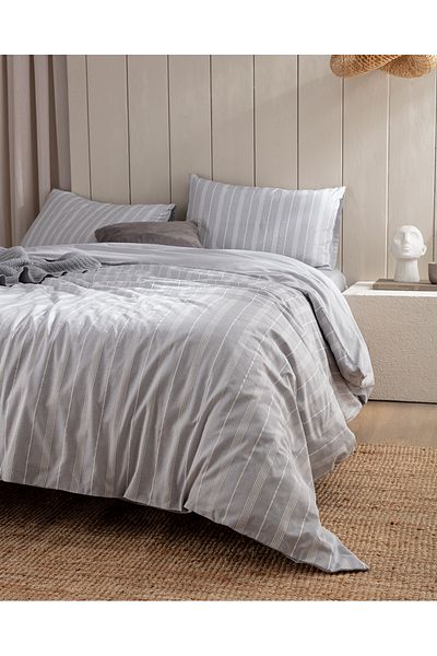 Madame Coco Amelia Double Cotton Dobby Duvet Cover Set - Gray