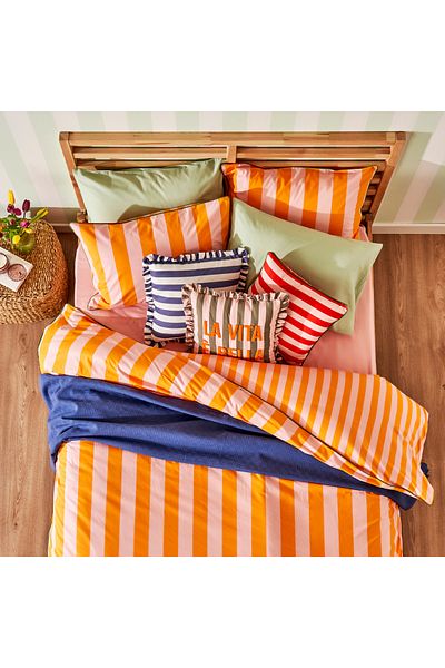 Bella Maison Set cuvertură de pilota dublă din bumbac 100% linie portocaliu (200x220 cm)