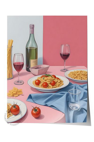 Postifull Frameless Poster, Spaghetti for Dinner, Comfort Series Kitchen Wall Poster, No:109105