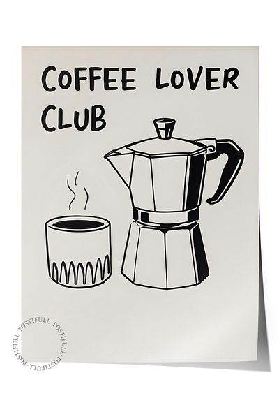 Postifull Unframed Poster, Coffee Lover Club, Comfort Series Kitchen Wall Poster, No:109115