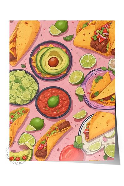 Postifull Frameless Poster, Taco Table, Comfort Series Kitchen Wall Poster, No:109149