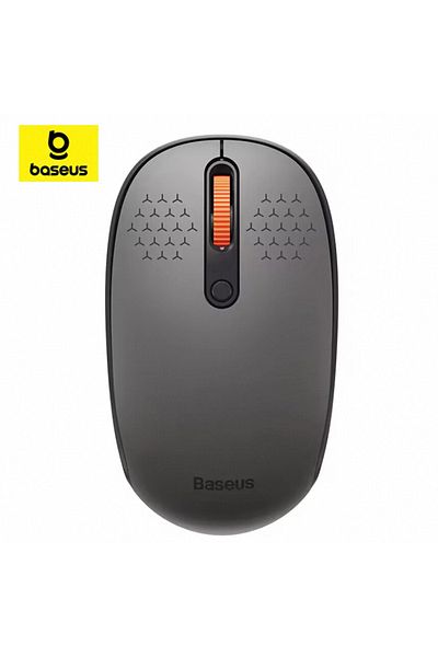 Baseus ماوس لاسلكي من Baseus يعمل بتقنية البلوتوث 5.0 و2.4 جيجاهرتز مع وضع 2.4 جيجاهرتز وزر نقرة صامت وميكروفون بدقة 1600 نقطة في البوصة باللون الأسود