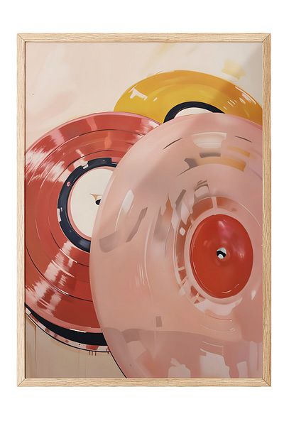 Postifull Ζωγραφική με ξύλινο πλαίσιο, Vinyl Record, Ξύλινη ζωγραφική κουζίνας Comfort Series, NO:108939