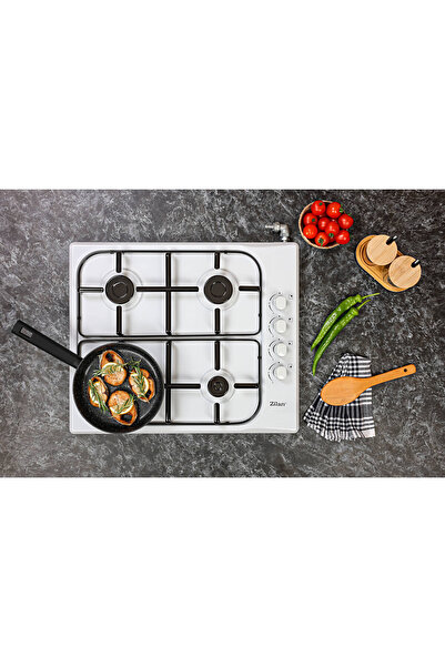 Zilan Aragaz cu 4 arzatoare ZILAN White ZLN-1518, Butoane laterale, Emailate