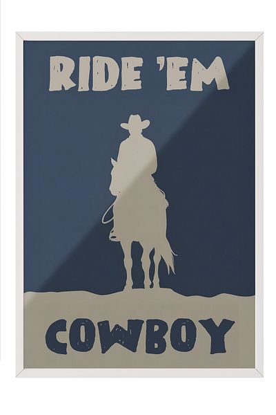 Postifull Pictură cu cadru alb, Ride Em' Cowboy, Pictură de perete pentru bucătărie din seria Comfort, NR: 108933