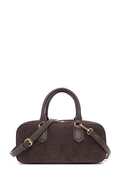 Derimod Women's Brown Long Strap Suede Leather Handbag 25Sbd 247510