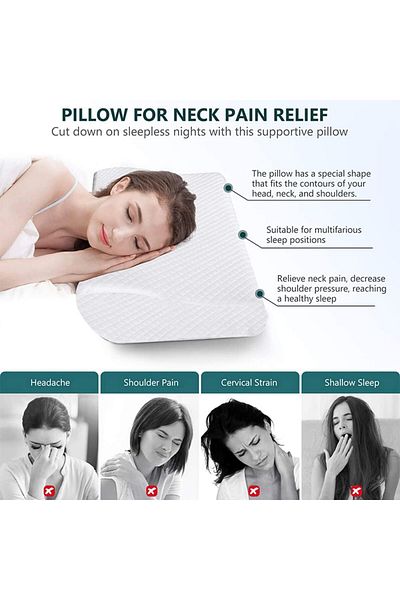 COOYA Orthopedic Neck Pillow, Memory Foam Bedding Sleeping Pillow, For Neck Pain 50x30x10cm, Blue