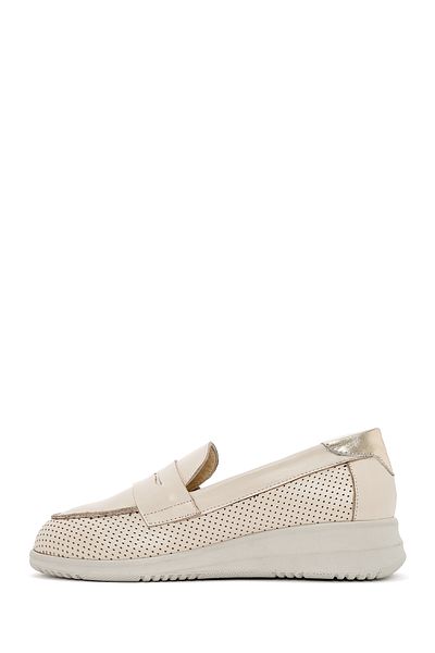 Derimod Mocasnic confortabil din piele cu toc crem pentru femei 25SFD 411318