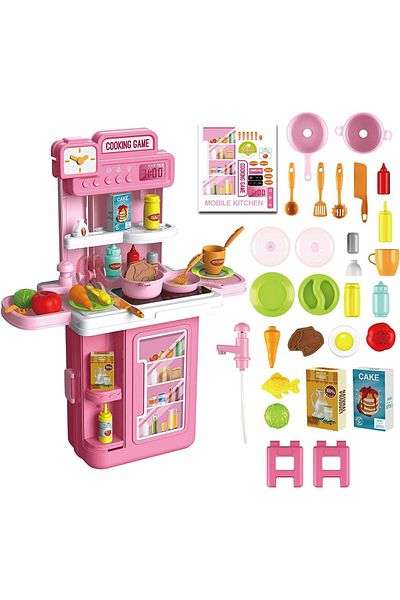 COOYA 3-in-1 Pretend Utensils Set, Real Shape, Music & Faucet Lights & Sounds, for Girls Boys Ages 3+