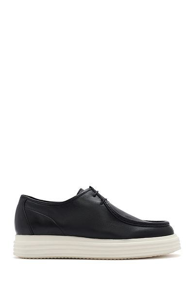 Derimod Men's Black Laced Leather Casual Shoes 25Sfd 650418