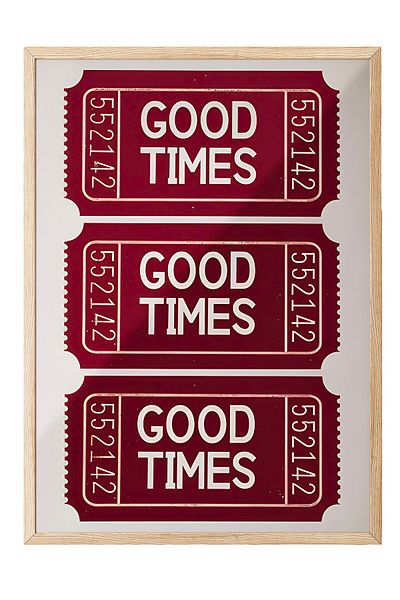 Postifull Ζωγραφική με ξύλινο πλαίσιο, Good Times Ticket, Ξύλινη ζωγραφική κουζίνας Comfort Series, NO:108951