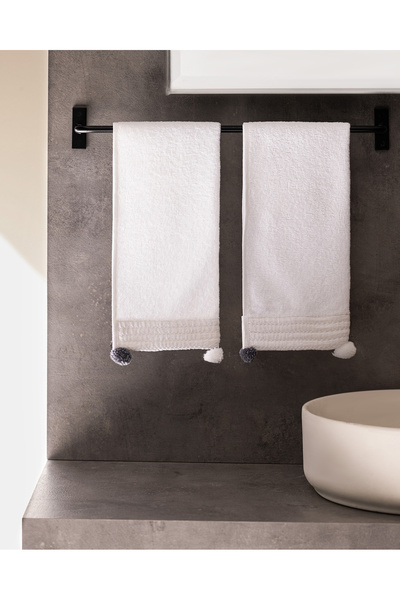 Madame Coco مجموعة فاليري من 2 منشفة يد قطن 100% - كريمي