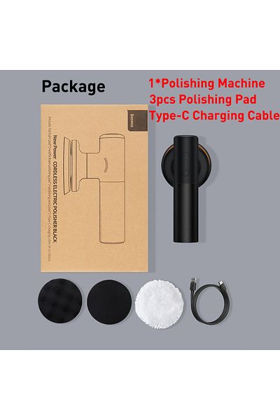Baseus Black Baseus Car Polisher Machine Wireless Electric Polishing Wax Tool Adjustable Speed Cordless Aut
