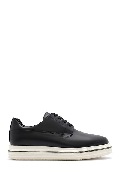Derimod Men's Black Laced Leather Casual Shoes 25Sfd 650318