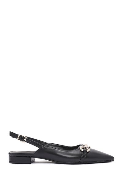 Derimod Women's Black Open Back Ballerinas with Accessories 25Sfe 402518