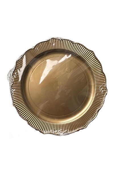 omeyva Parti Davet Piknik Doğum Günü Sert Plastik Mika Tabak - Altın - 18 Cm....