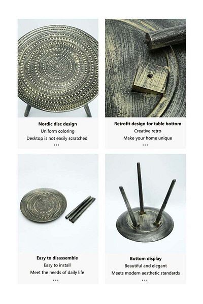 COOYA Scandinavian retro round coffee table with unique design,40x40cm,suitable for decorative display