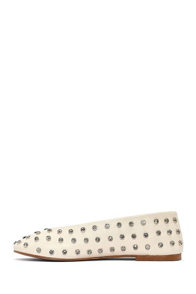 Derimod Women's Cream Stone Ballerina Ballet 25Sfd 220418