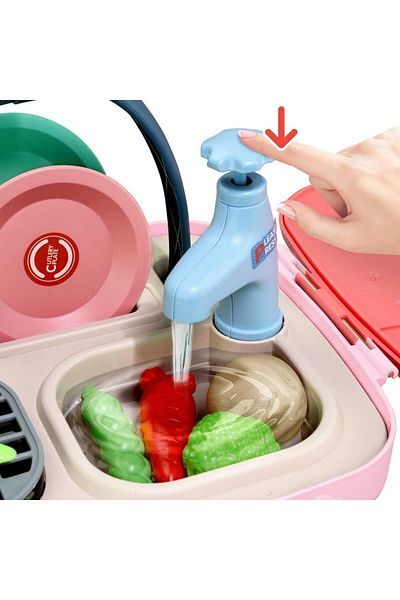 COOYA Kitchen Sink Toys, with Music and Light, Color-change-foods, Automatic Water Cycle System