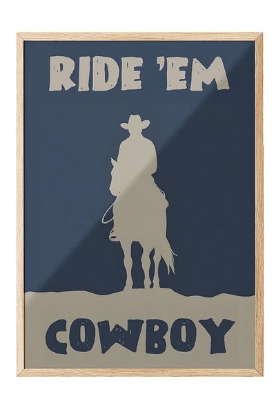 Postifull Ζωγραφική με ξύλινο πλαίσιο, Ride Em' Cowboy, Ξύλινη ζωγραφική κουζίνας Comfort Series, NO:108933