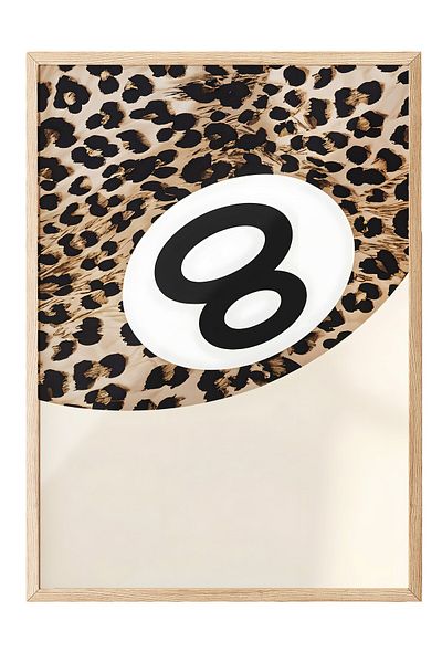 Postifull Ζωγραφική με ξύλινο πλαίσιο, 8_Ball Leopard, Ξύλινη ζωγραφική κουζίνας Comfort Series, NO:108952