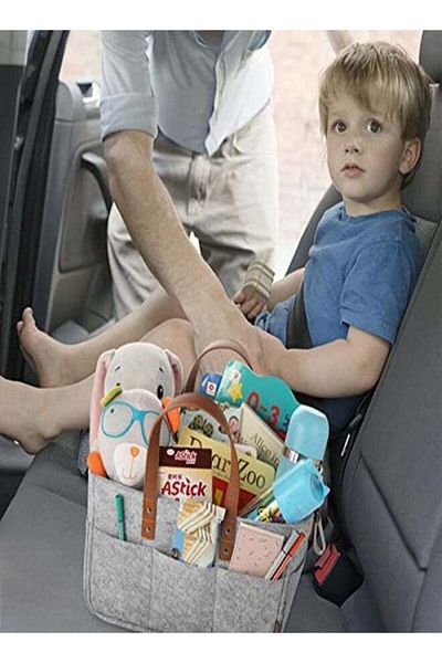 COOYA Baby Diaper Organizer, Portable with Carrying Handle for Bedroom and Baby Room, Gray