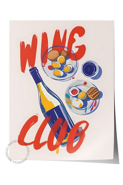 Postifull Frameless Poster, Wine Club, Comfort Series Kitchen Wall Poster, No:109073